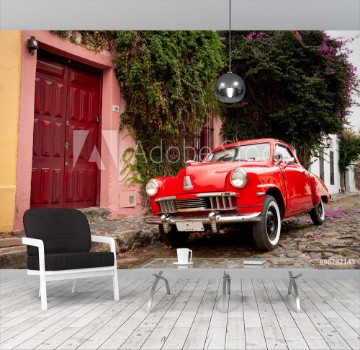 Bild på Red car in Colonia del Sacramento Uruguay